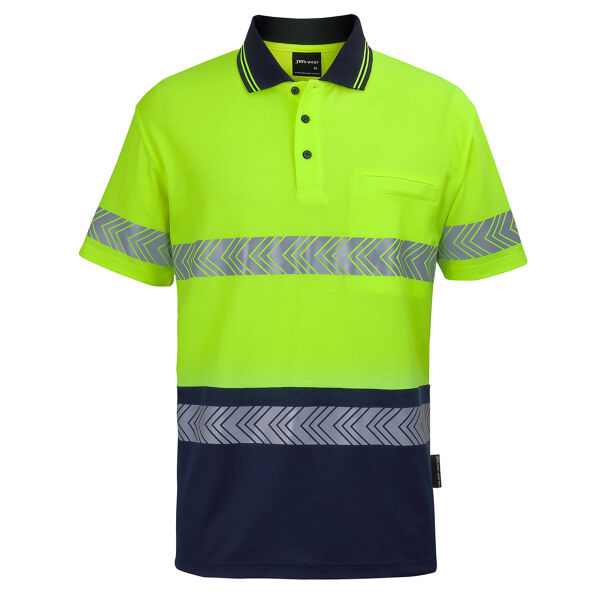 JB's Hi Vis (D+N) Cotton Back S/S Segmented Tape Polo Thumbnail